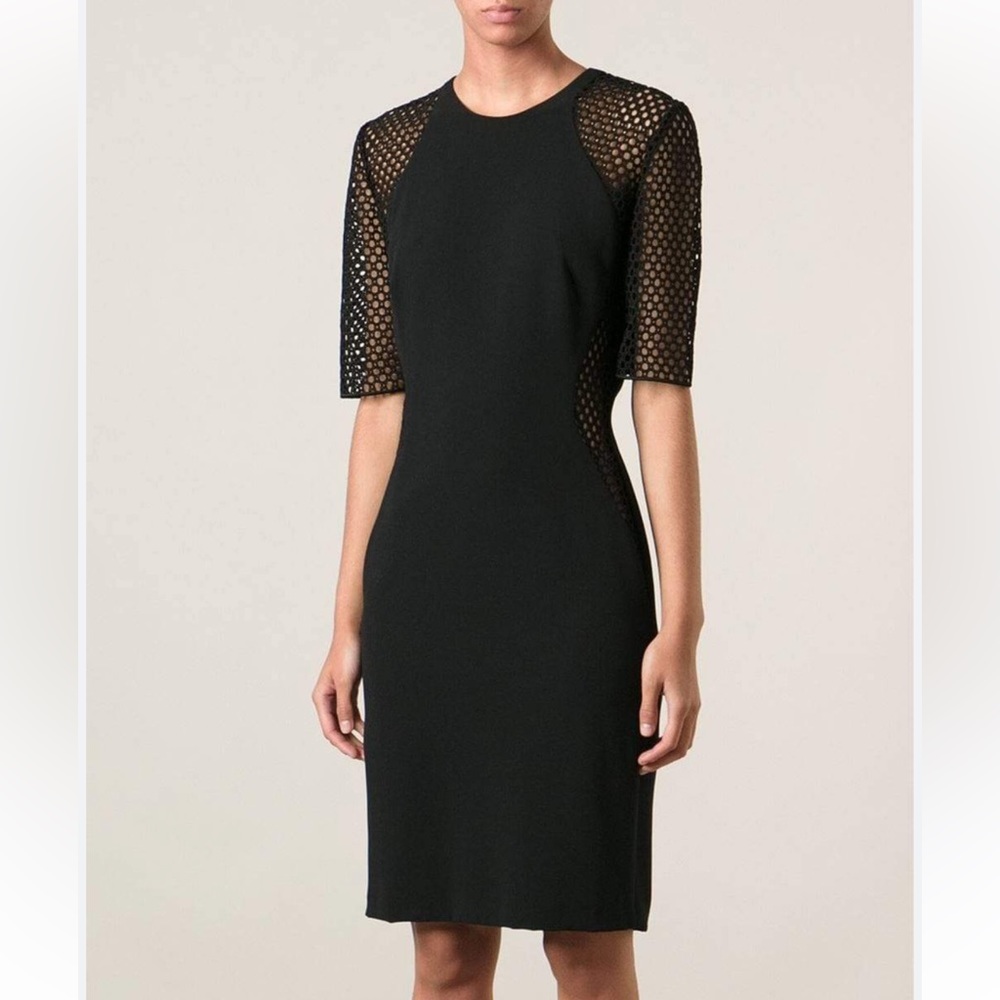 Stella McCartney April Dress Net Sleeve Bodice Sheath Dress LBD  40